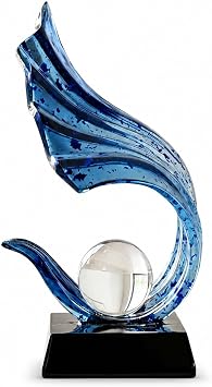 AWNR Blue Abstract Sculpture, Adornos para Sala Modernos Room Decor Aesthetic, Mens Room Decor for Tabletop, Bookshelf, Office Desk, Living Room
