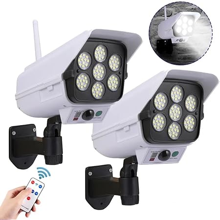 KRIKU EXPO (1Pcs Solar Security Camera Solar Powered Sensor Light 77 LED Street Spotlight Solar Lamp Outdoor Garden Light Wall Lamp Fake Camera with Light.