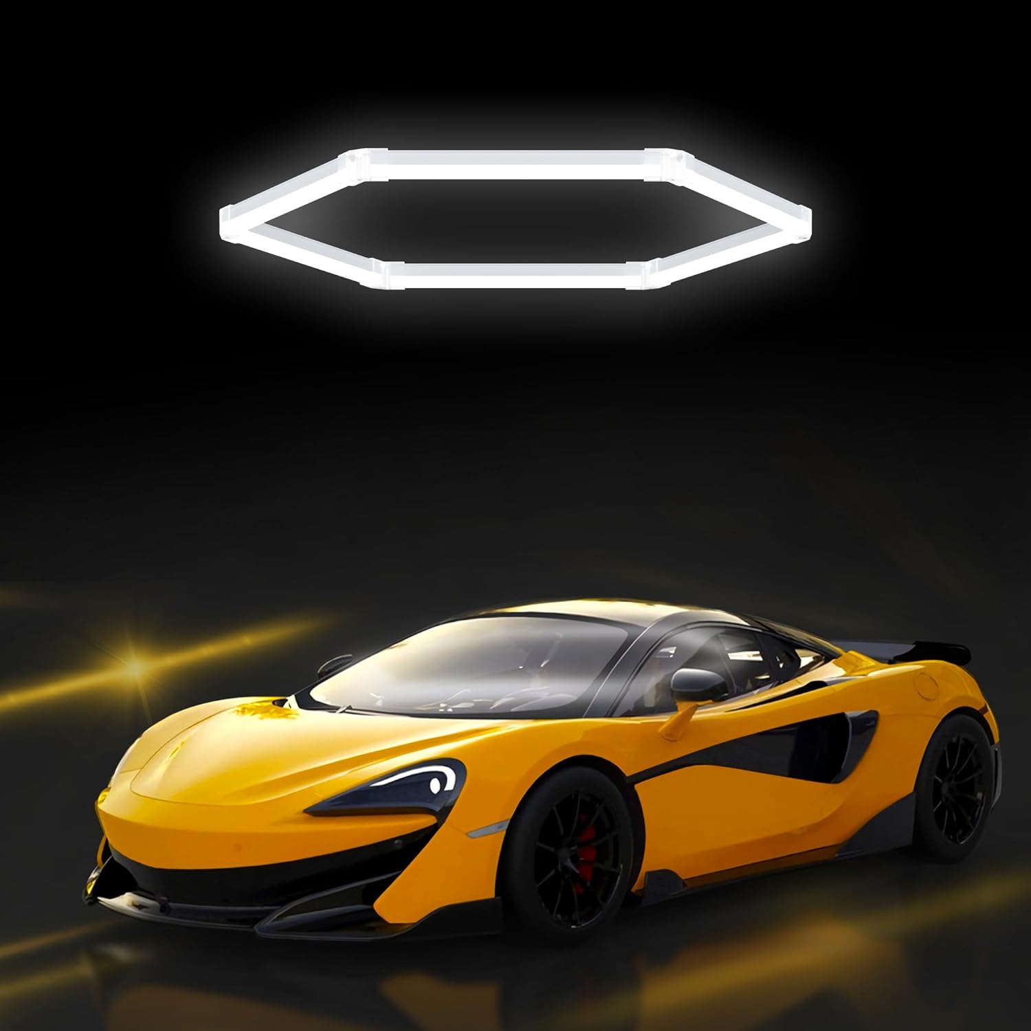 7 Pack LED Hexagon Garage Light 36W LM Ultra-Bright Honeycomb Lighting Kits Linkable Plug-in Car Detailing Ceiling Light for Garage, Warehouse, Workshop, Gym, Basement, Car Care Wash Room