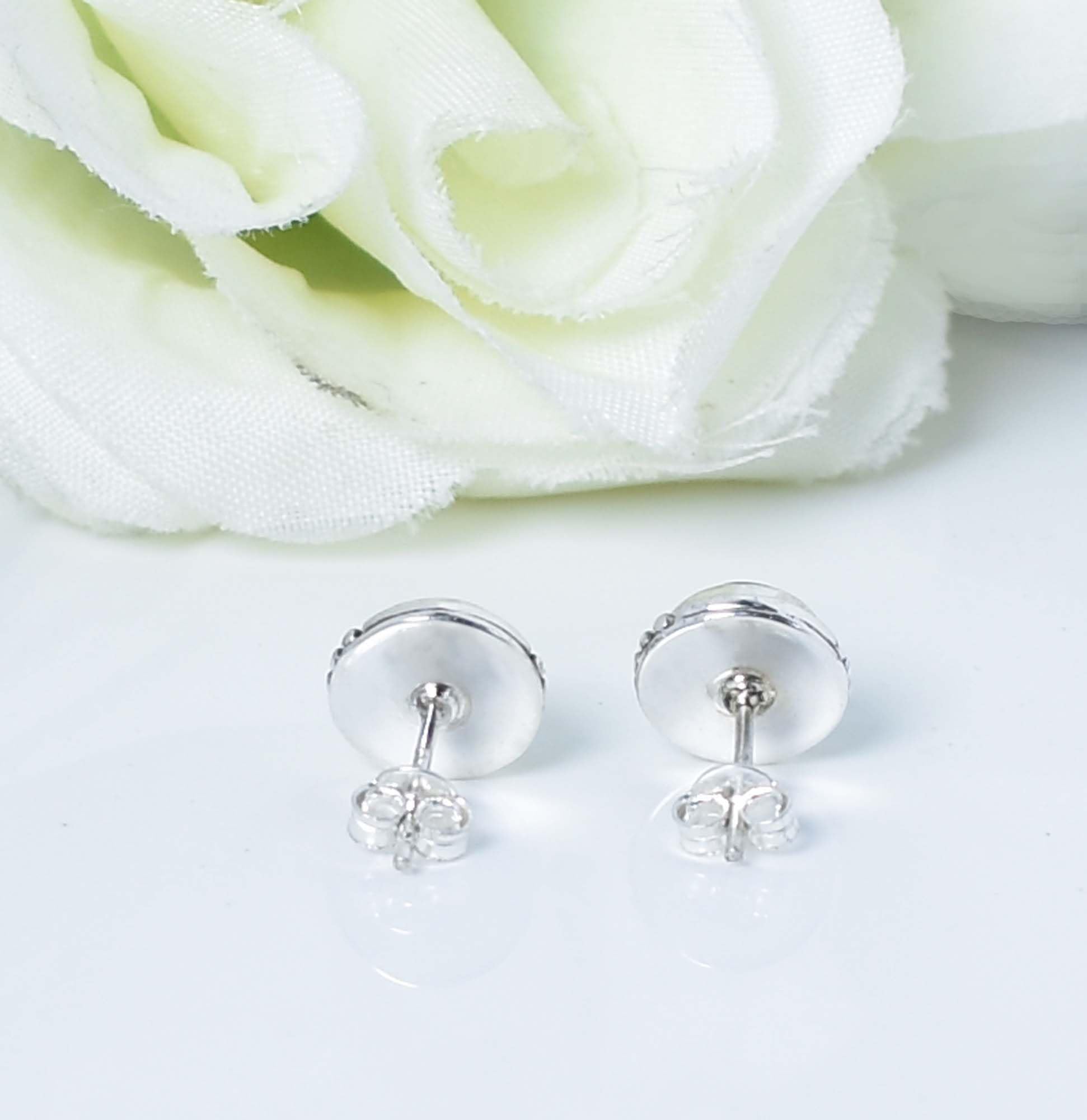 Orecchini a bottone in corallo rosso Gems Vibes per donna, in argento sterling 925, fatti a mano, regalo di compleanno per lei, anello con pietra preziosa Boho