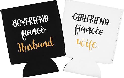 Miniatura 8 de Juego de enfriadores de latas de boda, regalos de boda personalizados para parejas, marido y esposa, botellas y latas, funda plegable, fundas