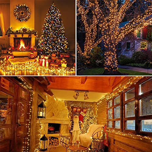 Kemooie 300 Led Christmas Lights, 99Ft Connective Green Wire Fairy Lights, Plug In 8 Lighting Modes, Waterproof For Indoor Outdoor Patio Garden Wedding Party Decoration (Warm White) #TOP5