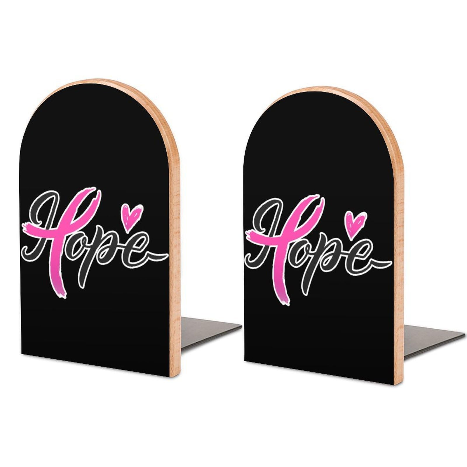 Hope Breast Cancer Awareness Book Ends for Shelves Bookends Bookshelf Holder Stand Books Stopper Home Office Decor