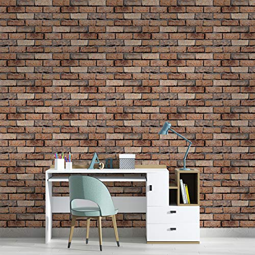 Image of DWELLSINDIA 3D Brick Wall Self Adhesive Wallpaper Waterproof, Scratch Resistant, Laminated 41cm x 244cm