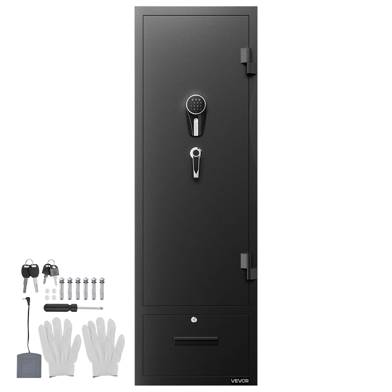 VEVOR Armario para Armas Largas con Cerradura con Contraseña, Caja Fuerte para 4 Rifles, 405 x 280 x 1400 mm
