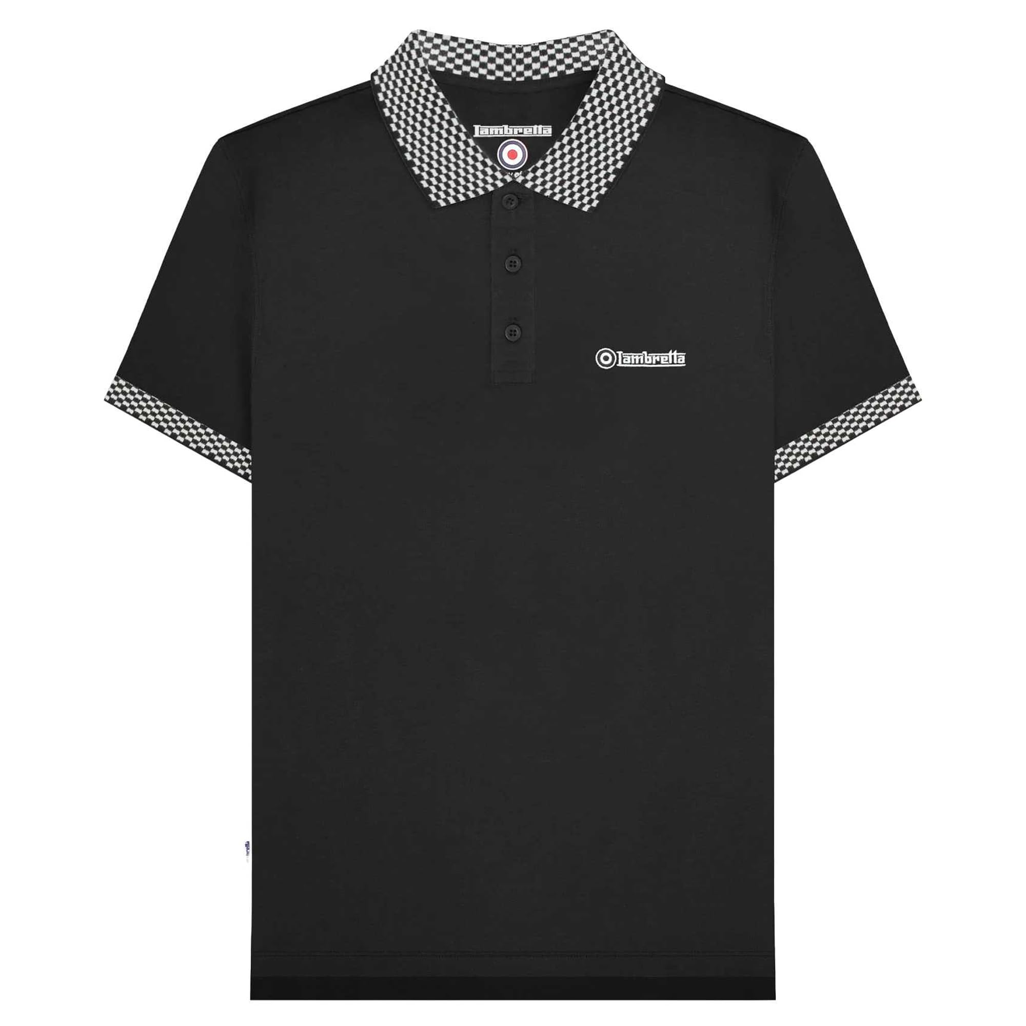 Lambretta Men's Black Ss25 Two Tone Polo Shirt (3Xl) (Black)
