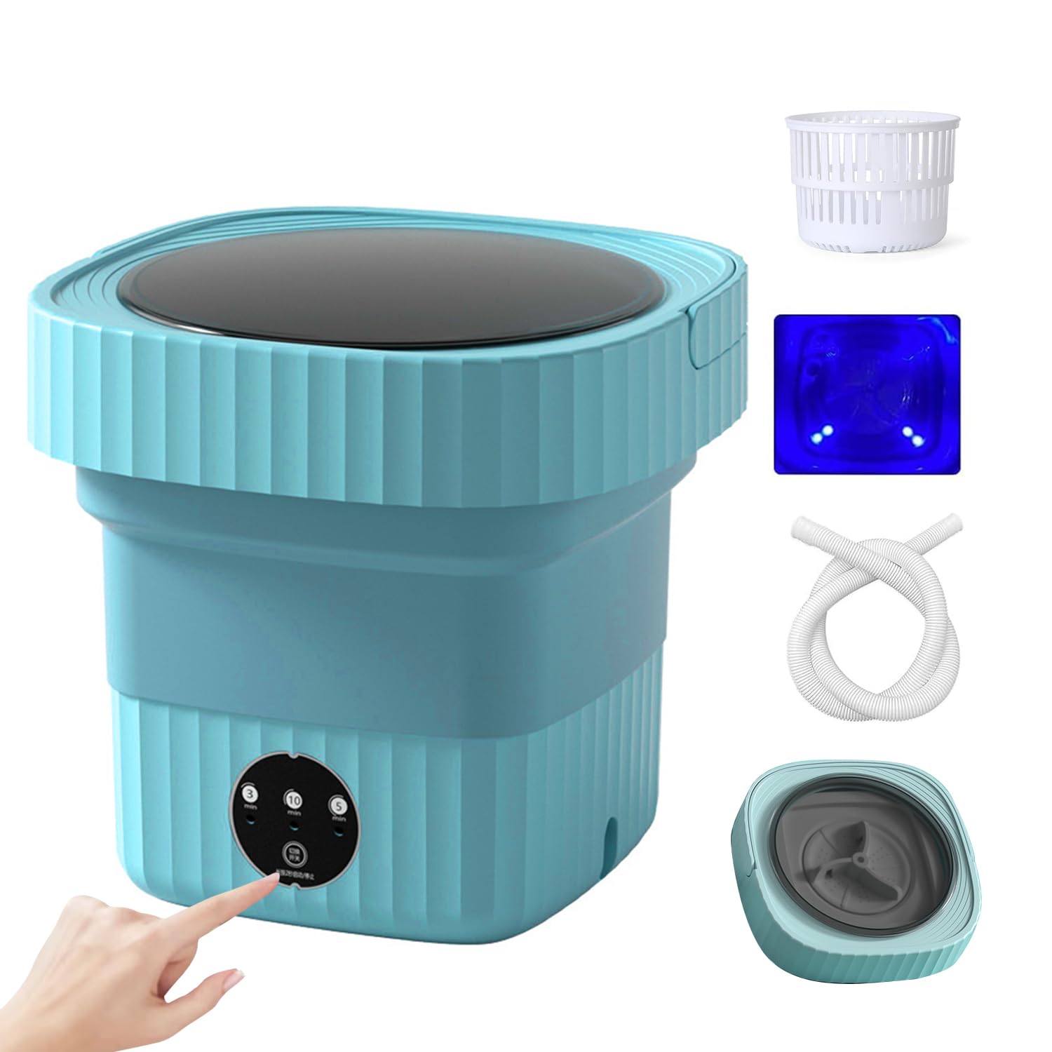 Portable Washing Machine, Foldable Mini Washing Machine for Socks, Baby Clothes, Towels, Underwear Or Delicate Items, Ideal for Apartment, Dorm, Camping, RV Travel and More (blue)