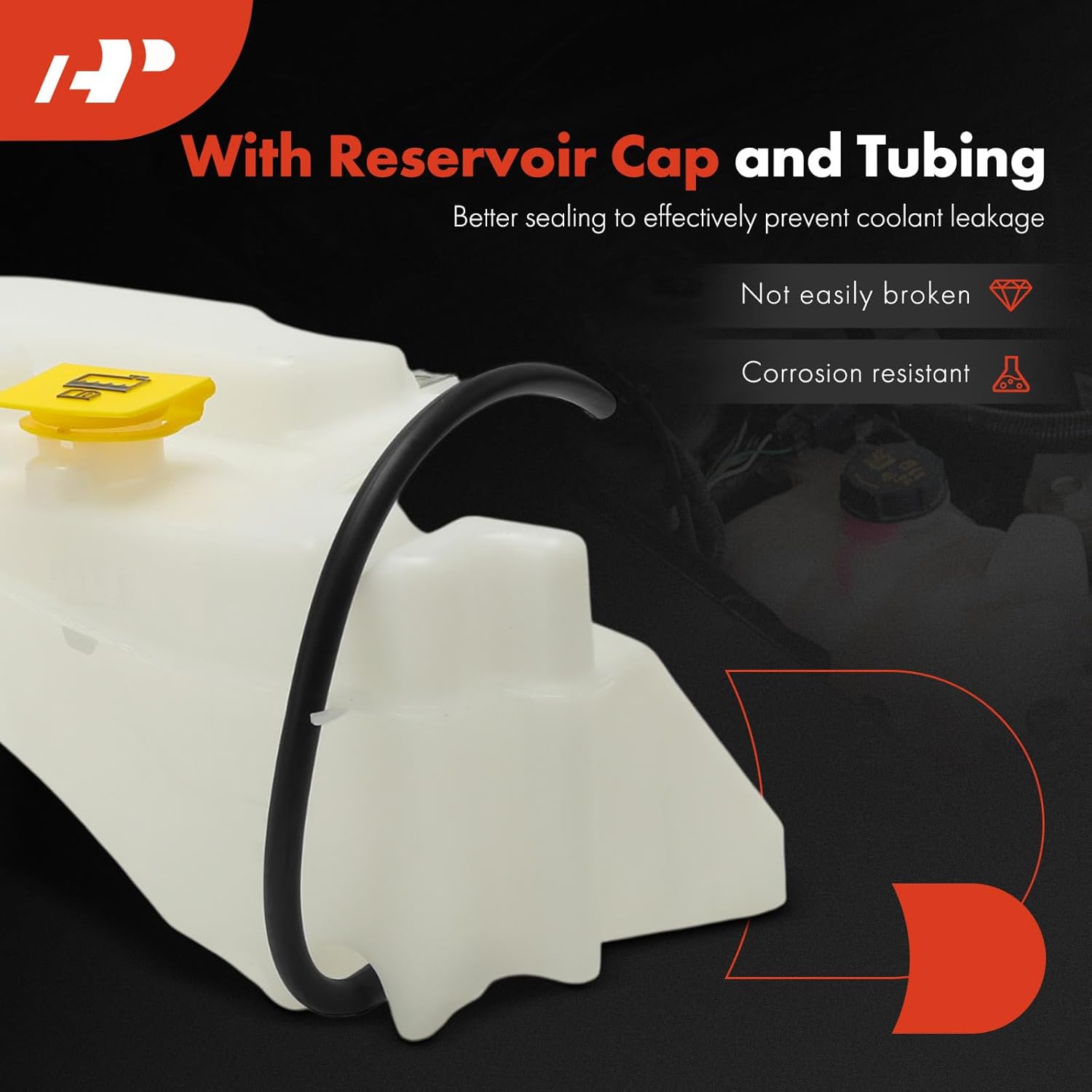 A-Premium Engine Coolant Reservoir Tank [with Cap & Sensor & Tubing] Compatible with Jeep KK Series Liberty 2008 2009 2010 2011 2012, 3.7L, Coolant And Washer Fluid Reservoir Assembly