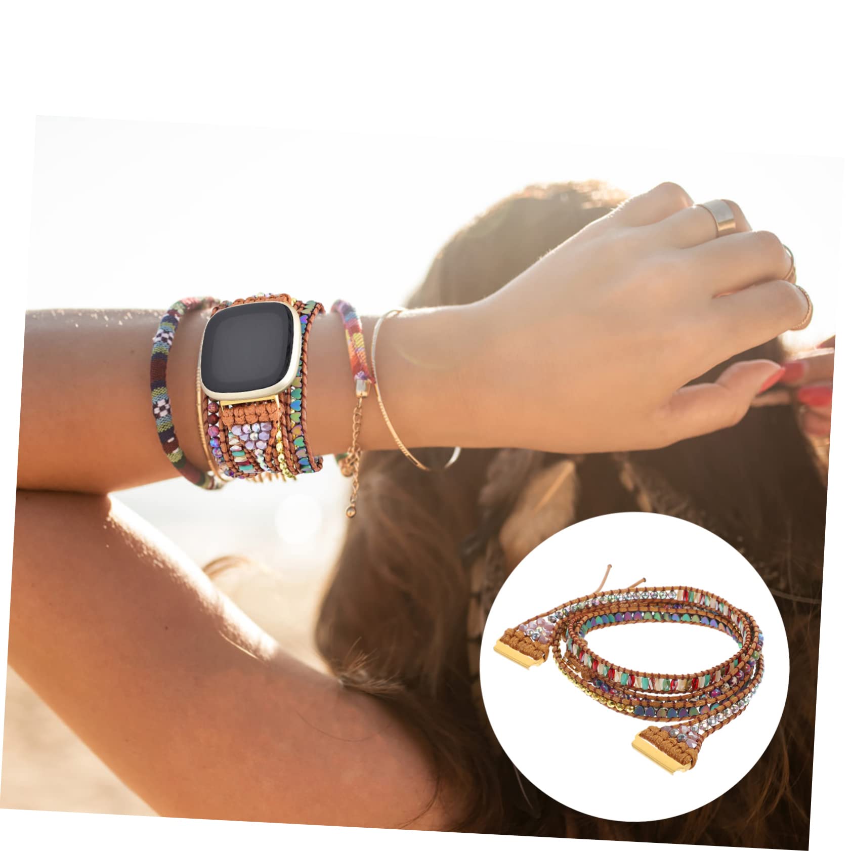 Gadpiparty 2 Pièces Bracelet Perlé Montre Bande Remplacer Montre Bande Bracelets De Pour Femmes Femmes Bracelets De Smartwatch Bandes De Remplacement Bracelet Pour Miss