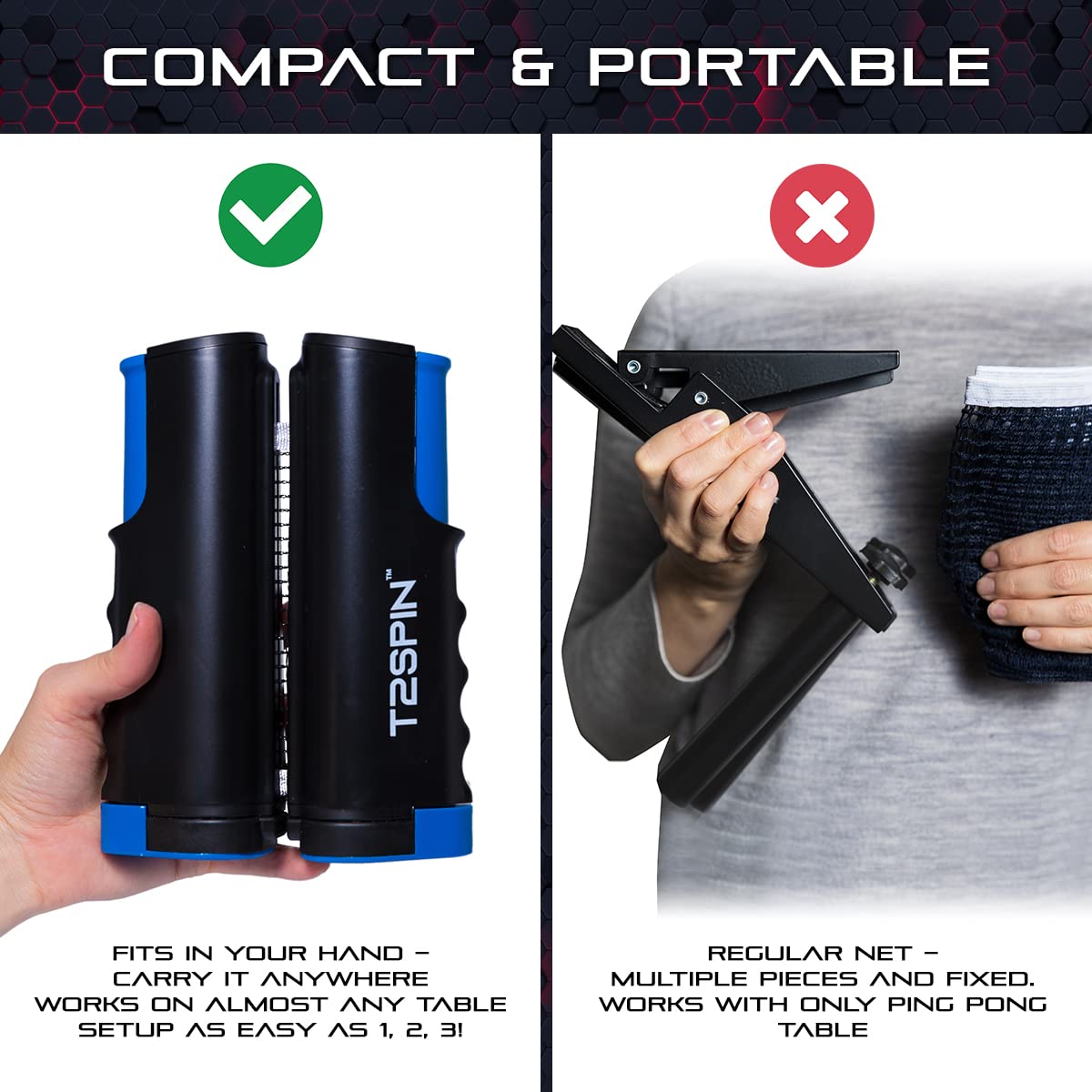 Red de ping pong retráctil de alta calidad para cualquier mesa, red portátil de tenis de mesa, red de ping pong con abrazaderas, accesorios de tenis de mesa, viene con bolsa de almacenamiento 5