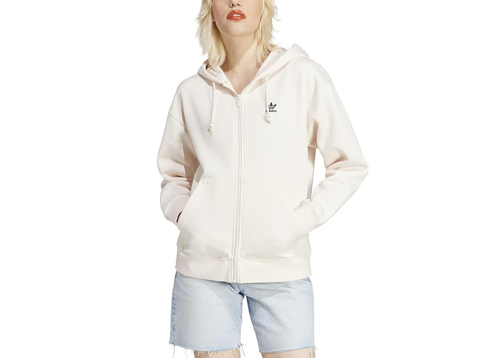 adidas Originals Essentials Full Zip Boyfriend Hoodie (Wonder White) Women's Clothing INTERNATIONAL SHIPPING