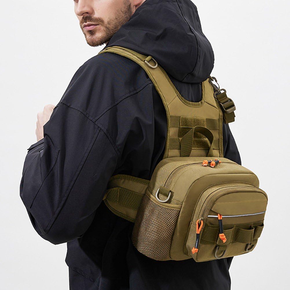 Chaleco De Pesca con Mosca, Señuelo De Pesca, Chaleco De Pecho Frontal, Mochila De Viaje, Camping, Senderismo, Ciclismo Aire Libre, Equipo De Montañismo, Bolsa De Aparejos para Hombres