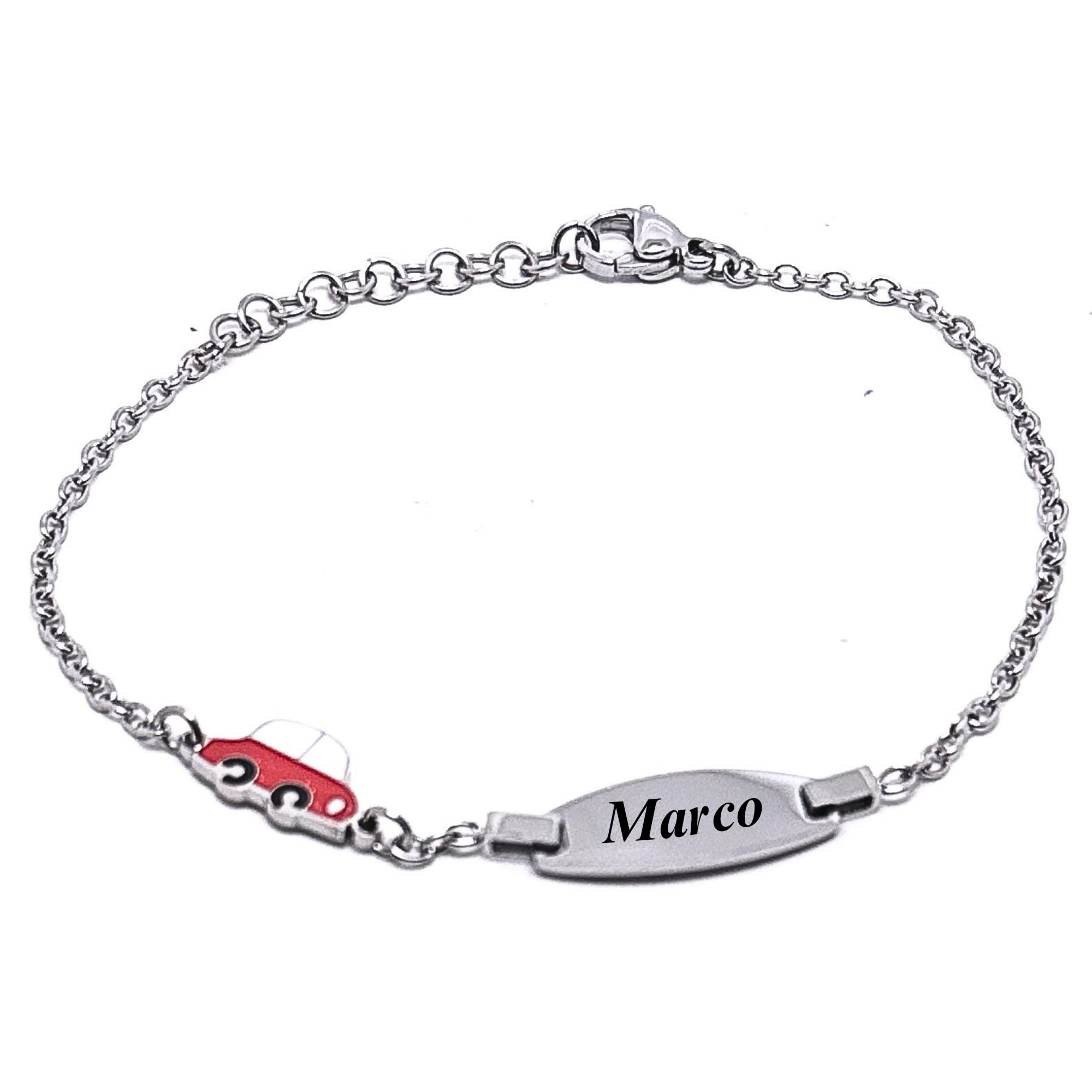 Bracciale Bimbo Personalizzato in Acciaio Inox – Incisione Gratuita Nome o Data – Idea Regalo Battesimo, Nascita o Compleanno bcc3105