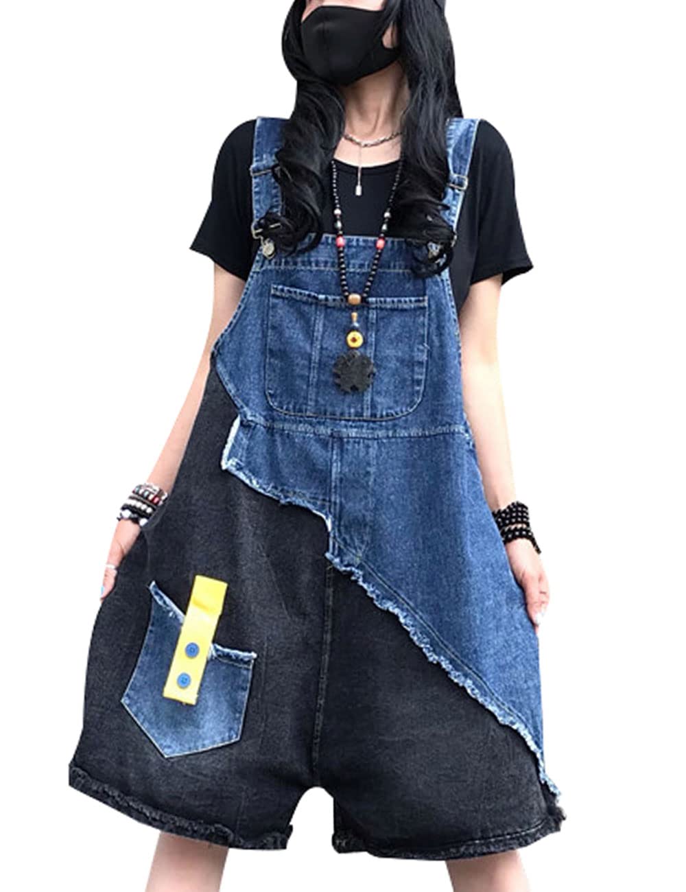 BigassetWomen's Casual Adjustable Straps Jumpsuits Denim Bib Overalls Shorts Rompers with Pockets