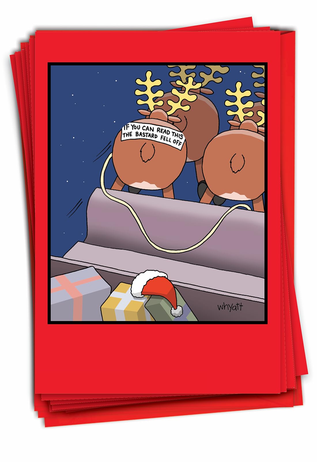 Brown-nosed Renne de Noël Funny papier carte 12 Christmas Card Pack (SKU:B1230) 12 Christmas Card Pack (SKU:B1230)