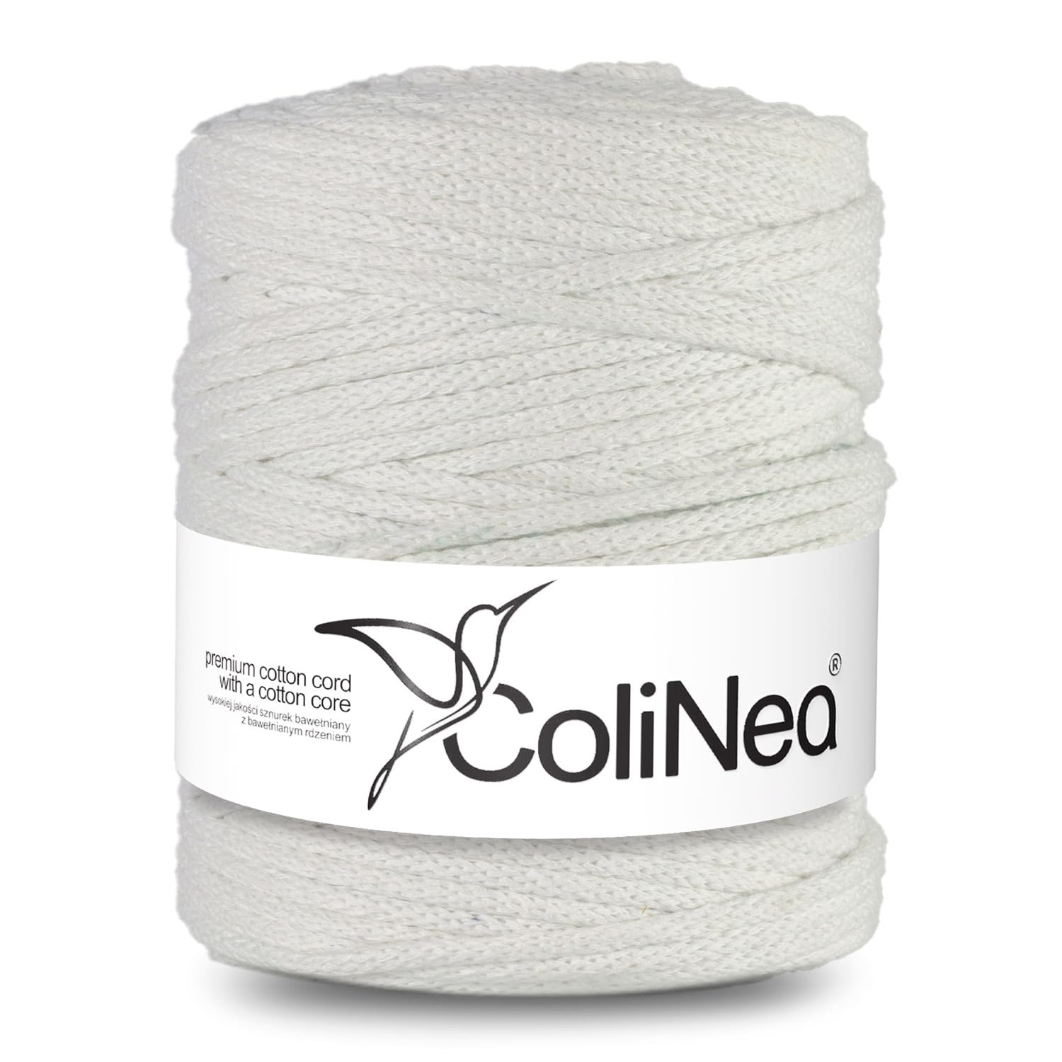 cordoncino in cotone con anima in cotone, intrecciato, 5mm, 100m (Bianco, 200m)