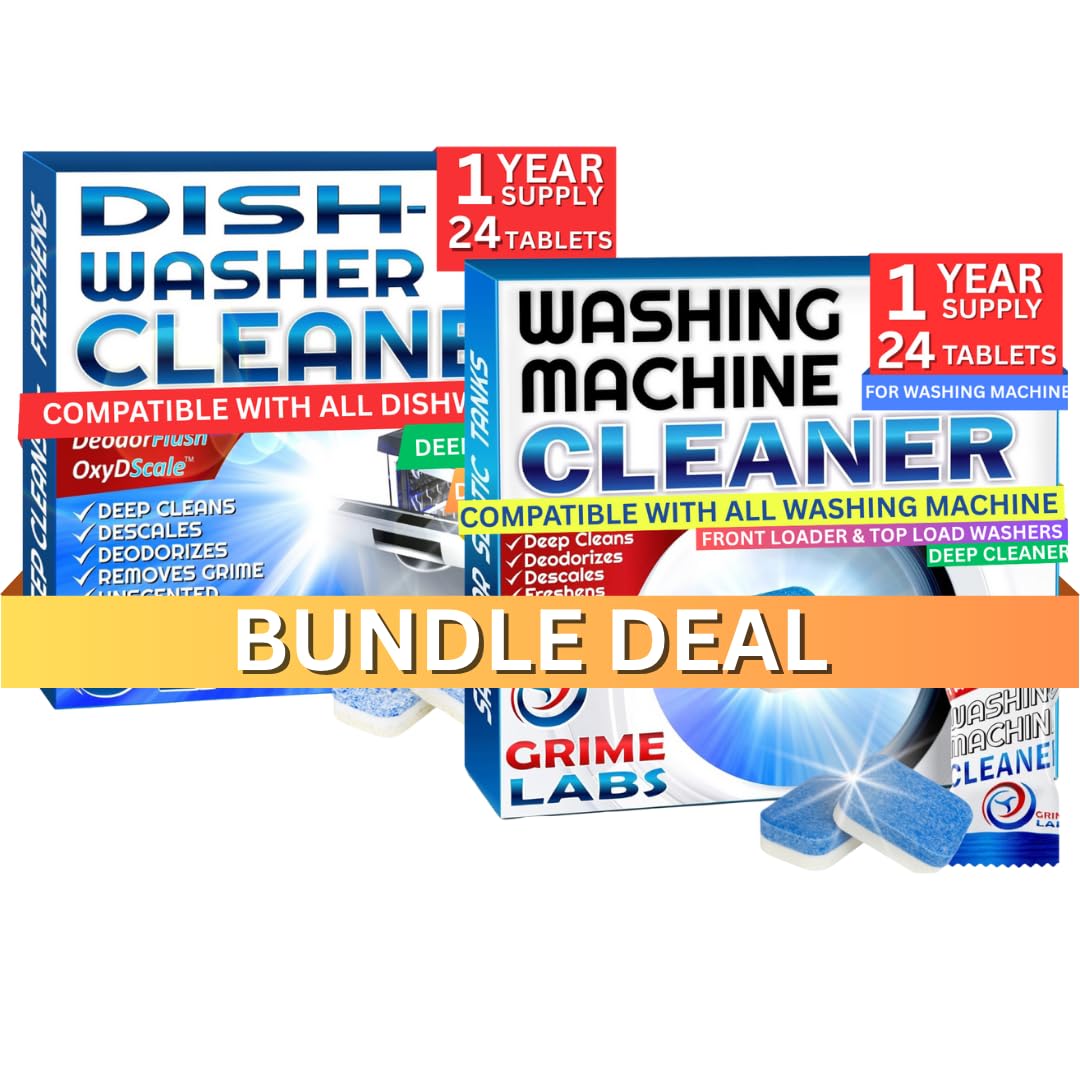 Washing Machine &amp; Dishwasher Cleaner Tablets Bundle – 12-Month Supply | Deep Cleaning &amp; Deodorizing Tablets for Dishwashers &amp; Washing Machines | 48-Tablet Set – Value Pack