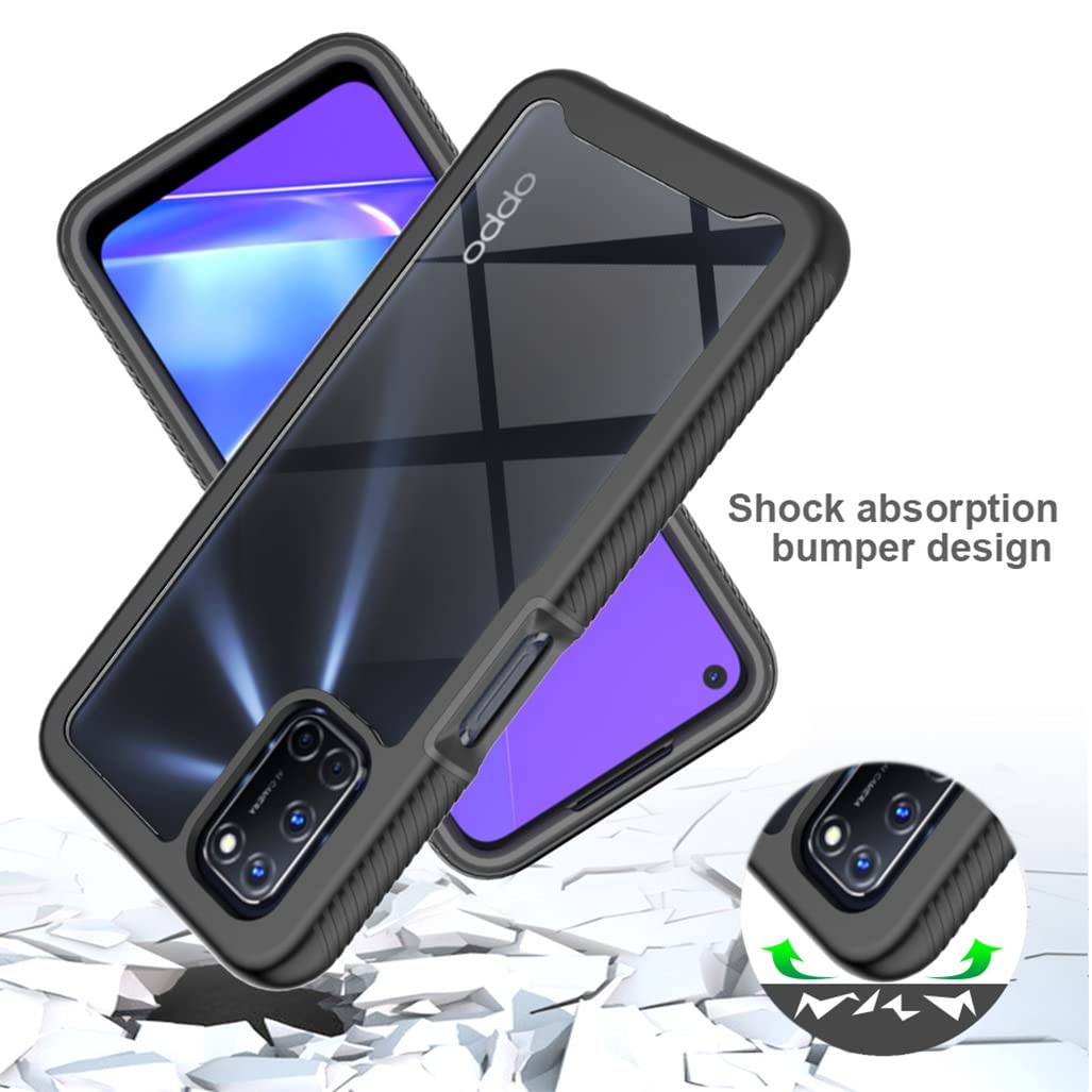 SEEKO Trasparente Cover per Oppo A52 / Oppo A72 / Oppo A92, [Protezione Schermo Integrata] Rugged Custodia Full Body Antiurto Rigida PC + TPU Sottile Bumper Silicone Case - Blu Scuro