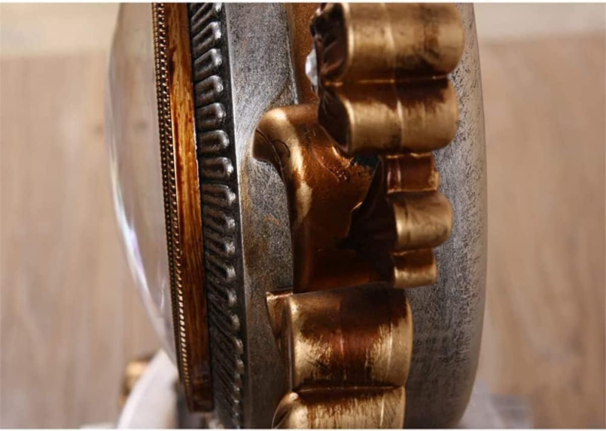 qiuqiu Vintage Silent Mantel Clock, Polyresin, Battery Operated, Silent, Shelf Table Clock for Living Room Bedroom Decoration