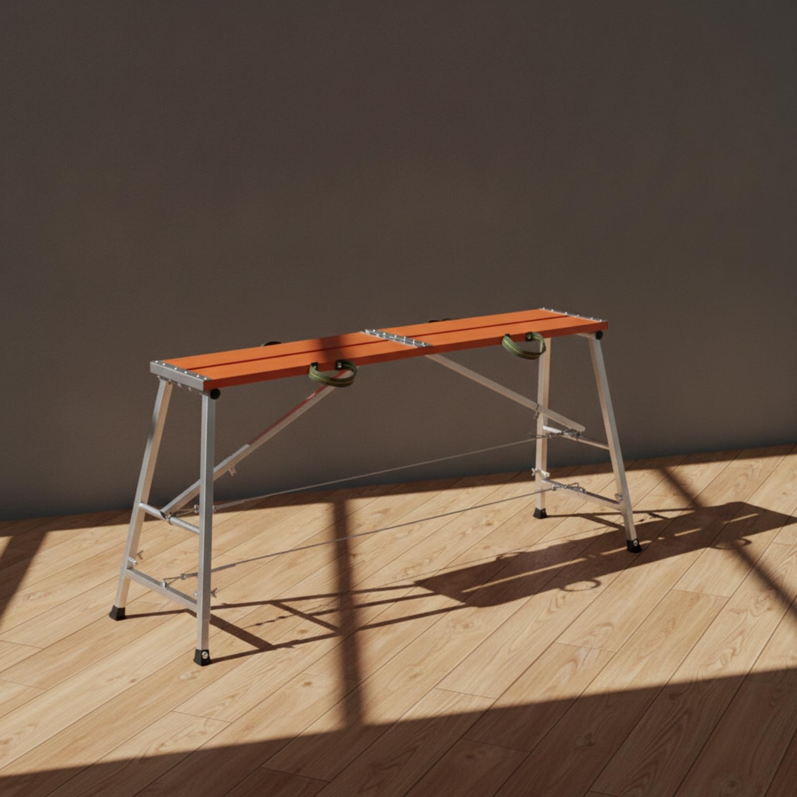 Piattaforma di Lavoro con Maniglie Laterali Portatile Ponteggio Pieghevole Salvaspazio Pedana per Imbianchini, Pittura, Cantiere, 200 30 Cm