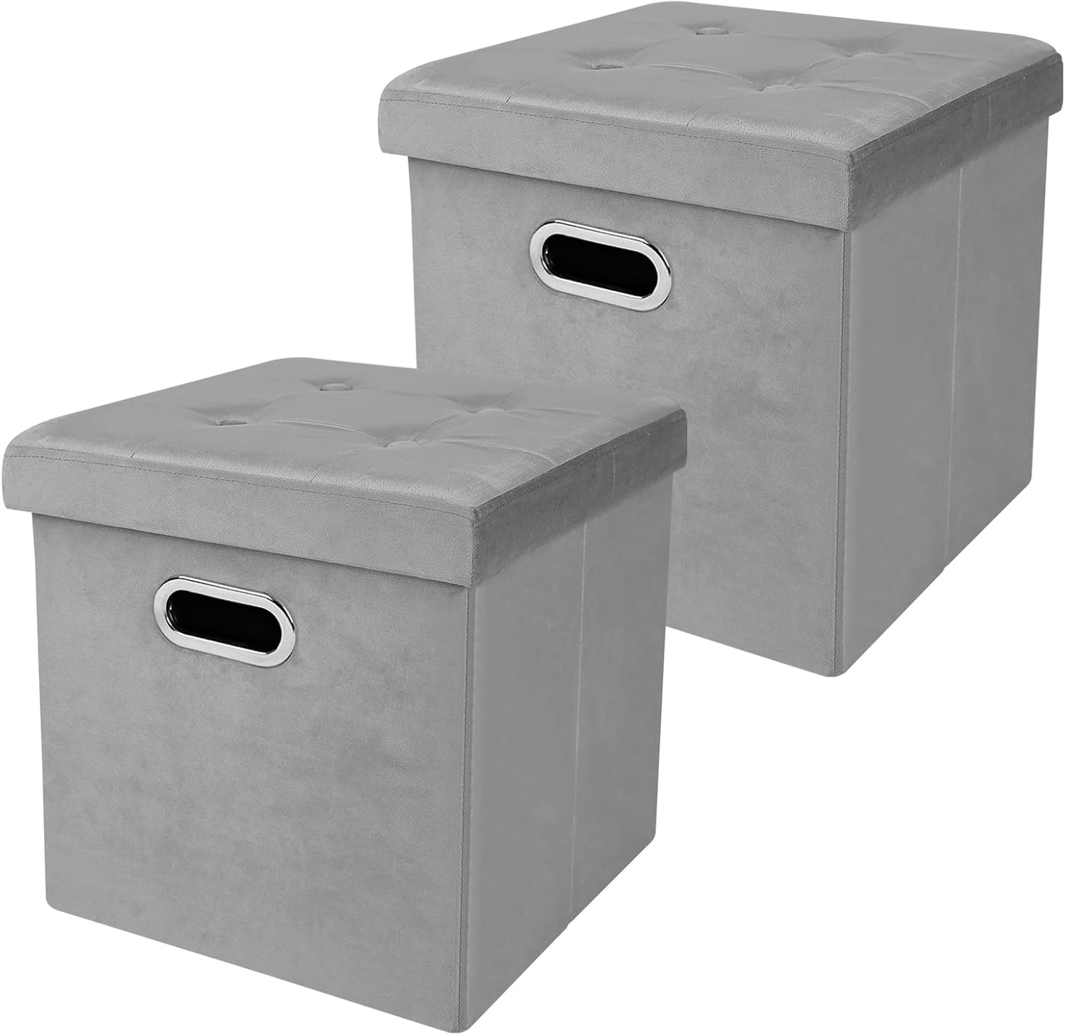 ACEHOME Storage Ottoman Cube, Velvet Button Tufted Ottoman