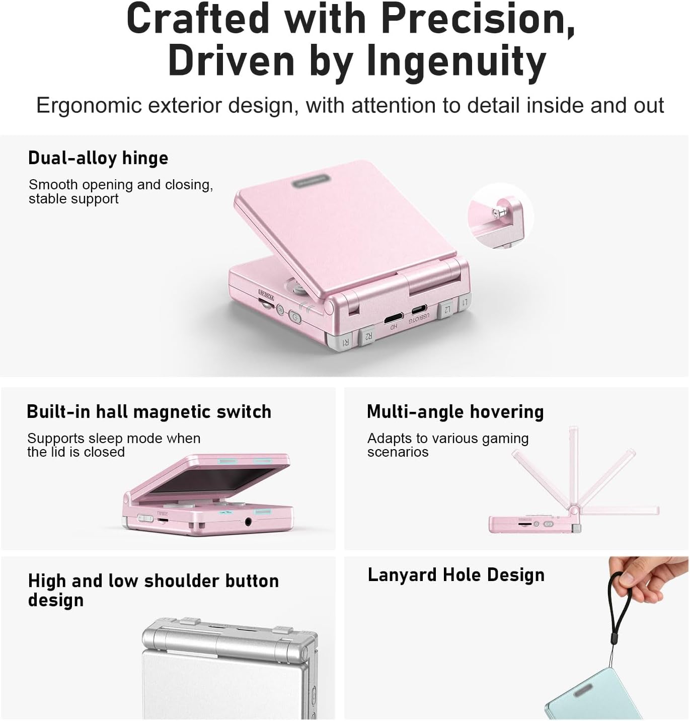 RG SP Flip Retro Handheld Game Console, Slimmer RGSP Portable Game Console 3.4'' IPS Screen 3300 mAh RG SP Linux 16GB No Preloaded Games Emulator Handheld Gaming Support 5G WiFi BT HDMI, Pearl Pink 6 61m3o7Skl6L. AC SL1500