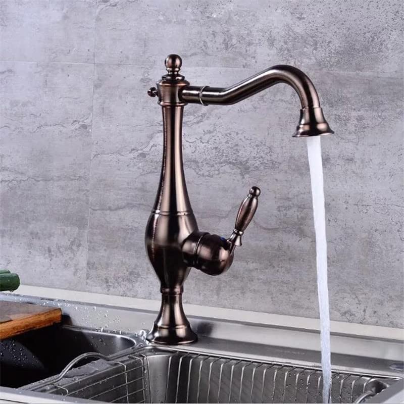 Robinet type théière rétro mitigeur eau chaude froide laiton or - 4