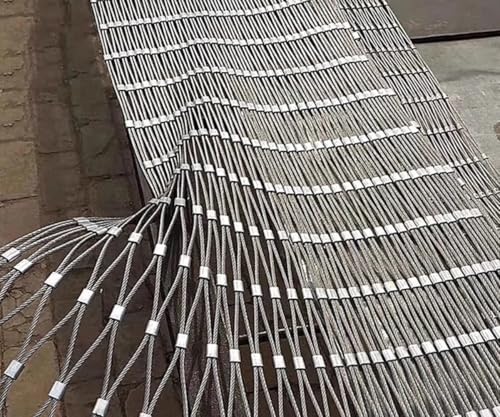 HEFJIAYCIQ Siatka druciana, Otwór w siatce 7 cm - Średnica liny 1,2 mm Siatka zabezpieczająca, Siatka kablowa ze stali nierdzewnej 304,Silver,2x4m