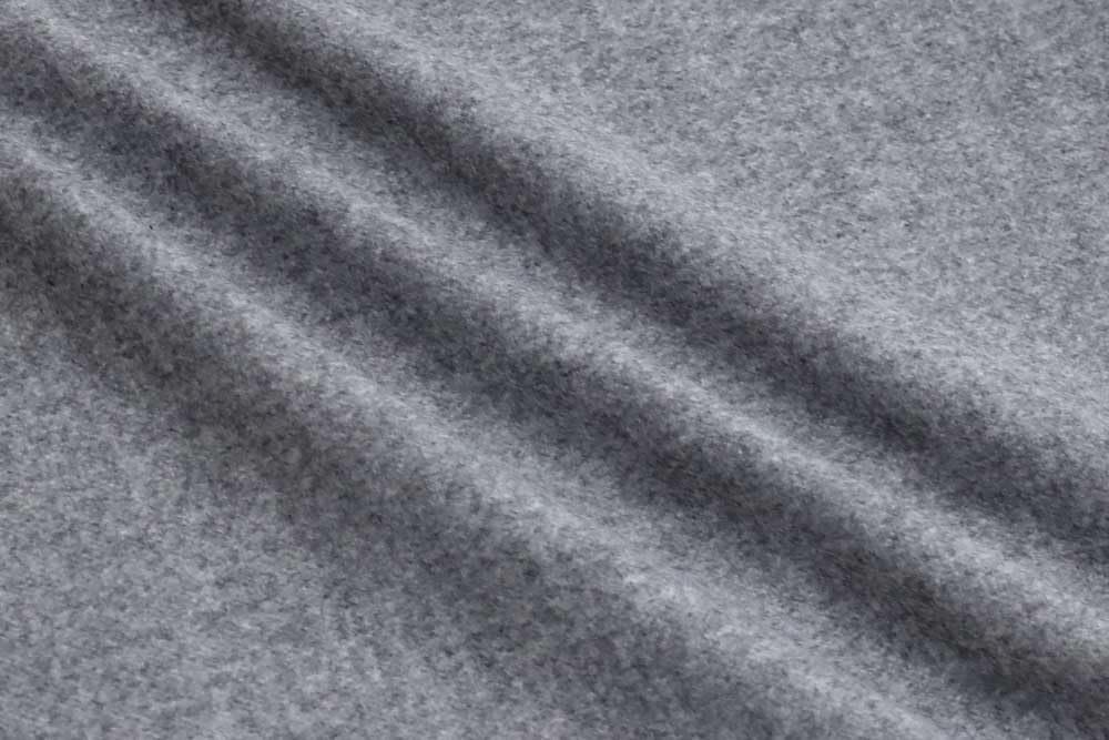 Luxurious Wool Melton Coating Fabric, Heather Grey, Cut by The Yard, Soft Brushed, Heavyweight.
