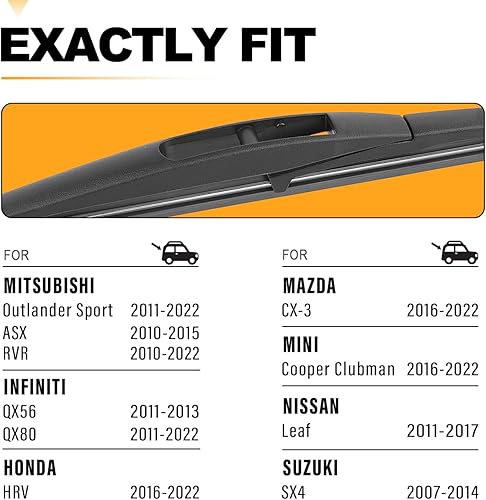 Miniatura 2 de AUTOBOO Repuesto de limpiaparabrisas trasero de 10 pulgadas para Leaf QX80 QX56, Outlander RVR, SX4, repuesto de equipo original de alto rendimiento