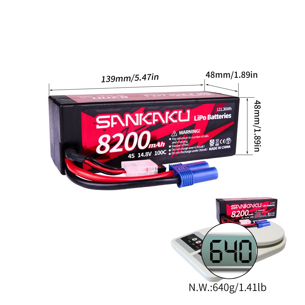 4s リポバッテリー　8200mAh 2本セット　新品未使用　コネクタEC5 Amazon.co.jp: SANKAKU 8200mAh Lipo バッテリー14.8V 100C 4Sリチウム