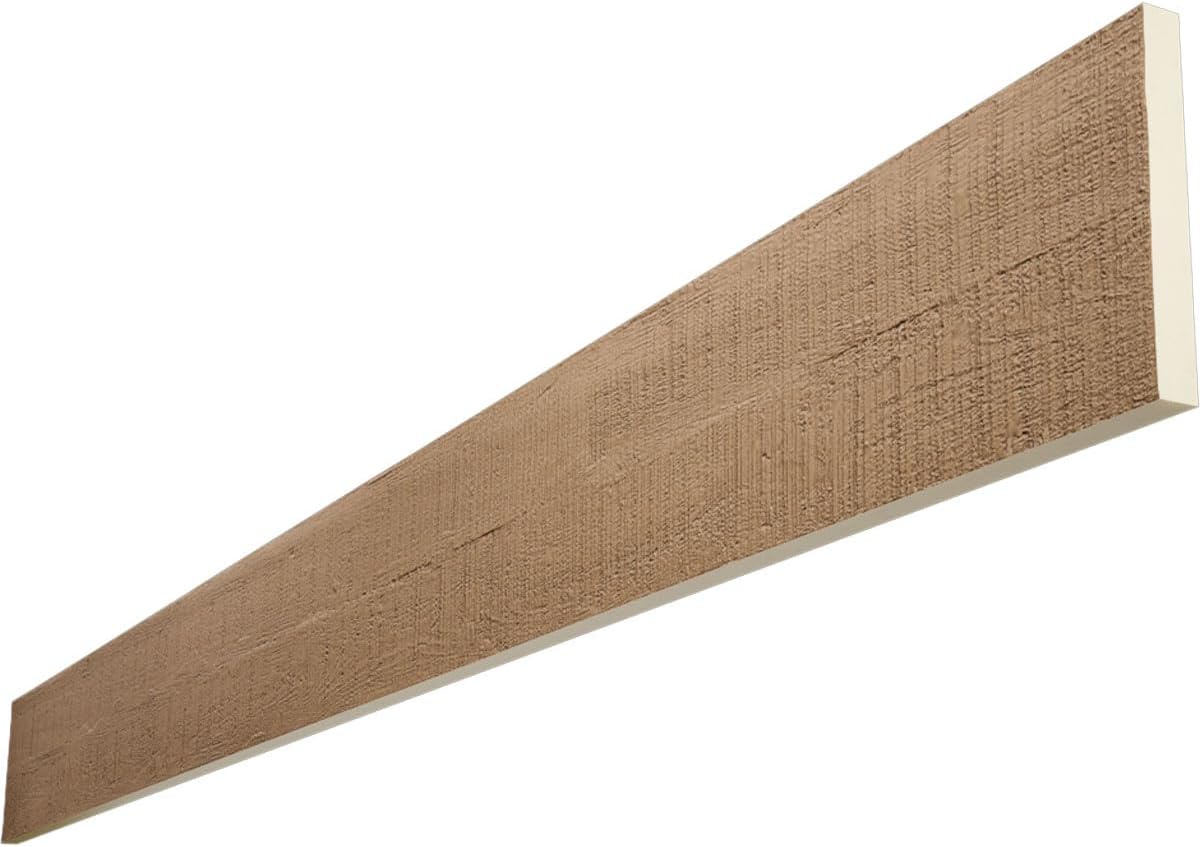 Ekena Millwork BMRCS1C0080X010X144SE 1-Sided Rough Cedar Endurathane Plank Faux Wood Beams, 12-in. L, Seashell