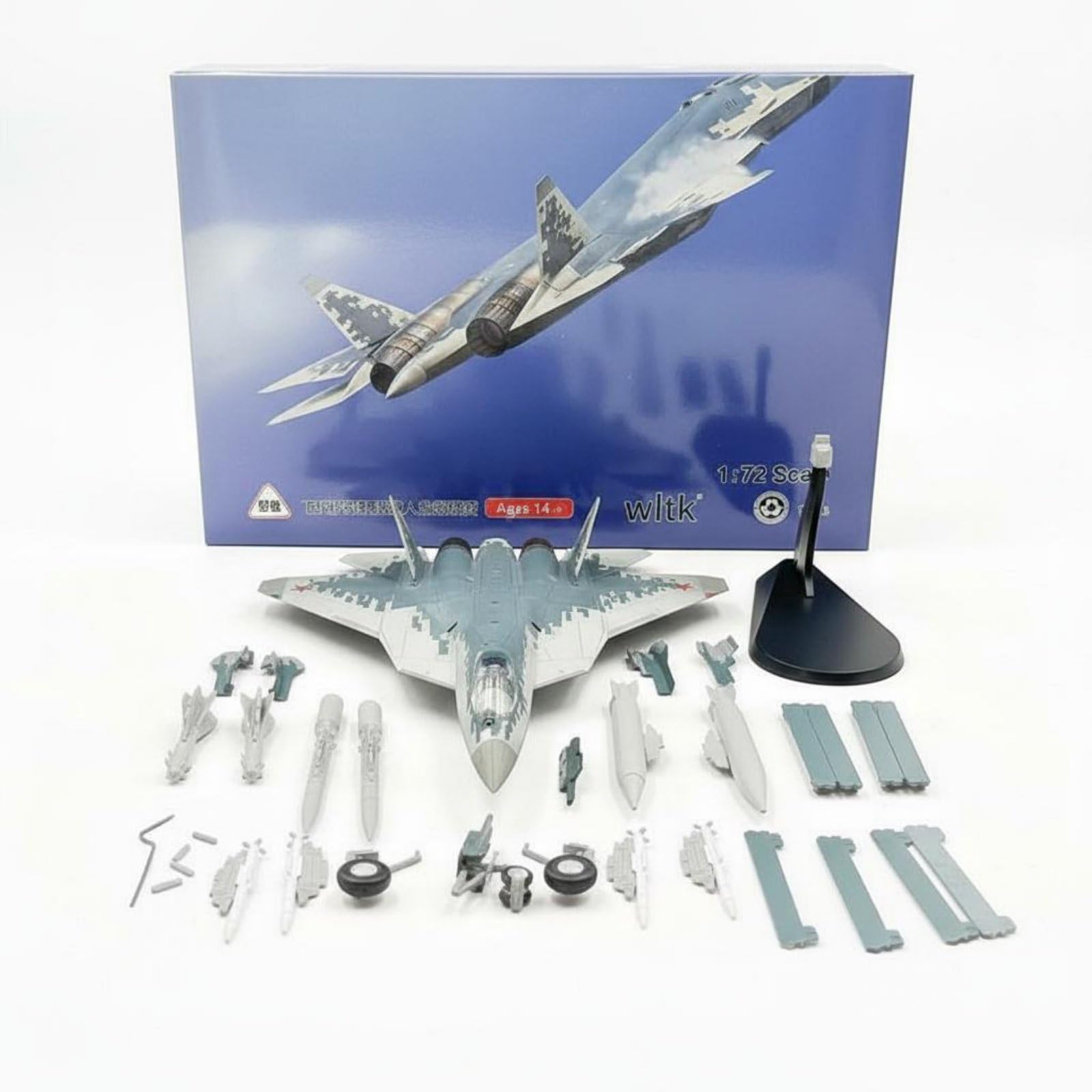 Modellino di Caccia Su-57 Altamente Dettagliato Aereo da Caccia Russo in Lega Riproduzione Fedele Riproduzione Jet da Combattimento per Collezionisti, SU-57 Edizione Attiva 01