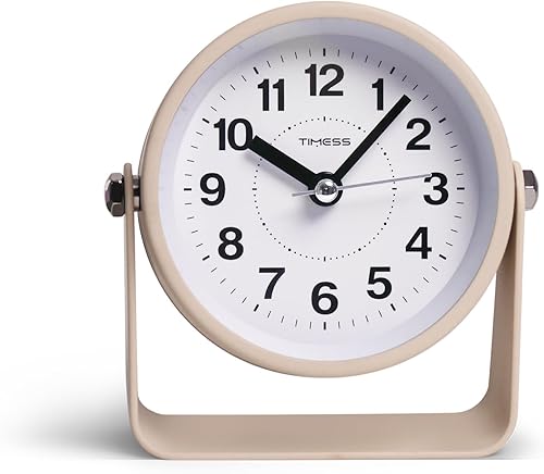 Miniatura 2 de Reloj despertador analógico, movimiento silencioso de cuarzo sin tictac, funciona con pilas con luz de repetición y bajo demanda, fácil de