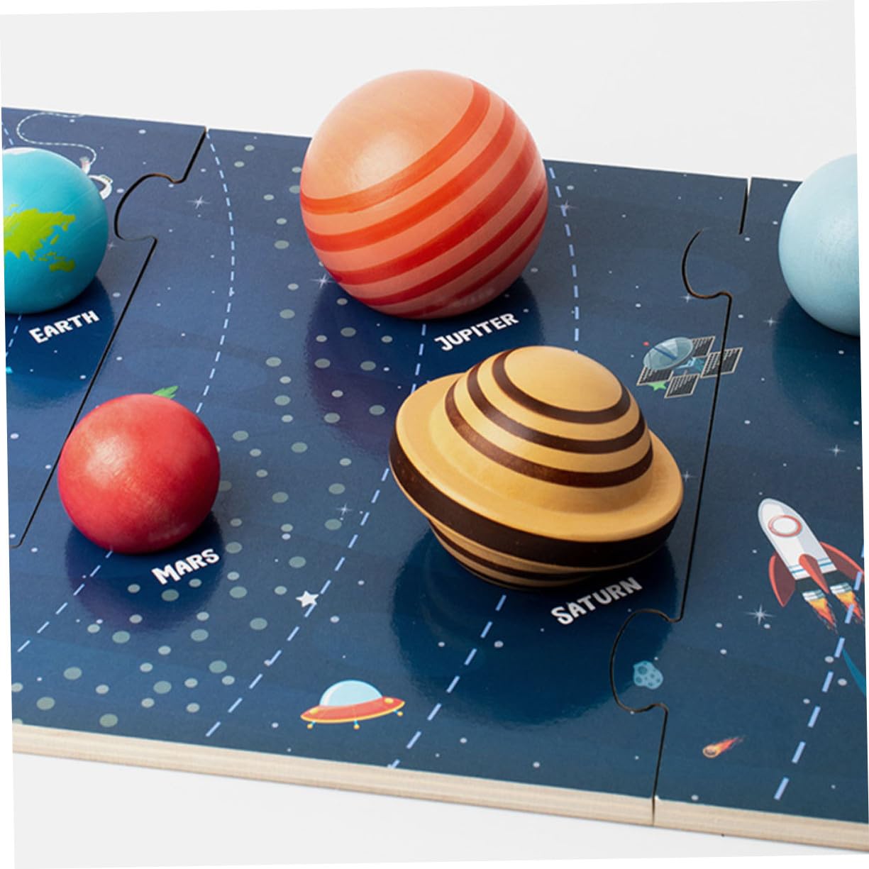 iplusmile Giocattoli del Solare in Legno Puzzle Planetario Educativo per Bambini Prescolari, Modelli Spaziali Afferrare e Abbinare per Sviluppo Cognitivo e Motorio, Set Didattico