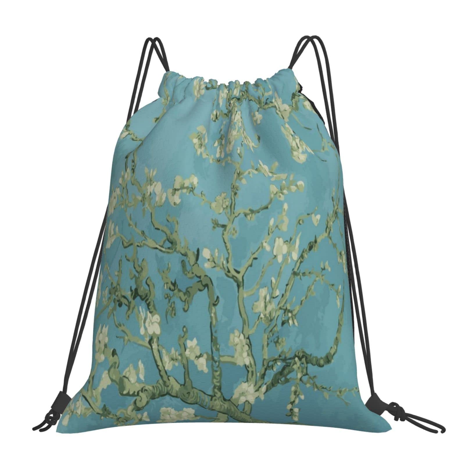 SJOAOAA Van Gogh Almond Blossom Floral Drawstring Bags for Women and Men, String Bag Gym Bag Gift For Yoga School Swimming Beach