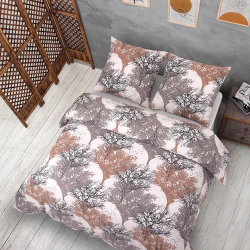 Vency Troya Housse de Couette 220x240 avec 2 Taie d'oreiller 65x65 cm - Parure de lit 220x240 Adulte avec Fermeture Éclair - Ensemble de literie en Coton