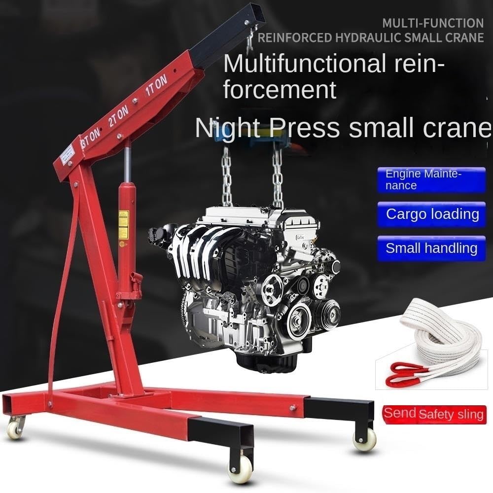Portable Foldable Hydraulic 2T/3T Crane, for Engine Loading and Unloading, Automotive Repair (Color : 2T Folding Crane 2pump) (2T Weighted Fixed Crane)