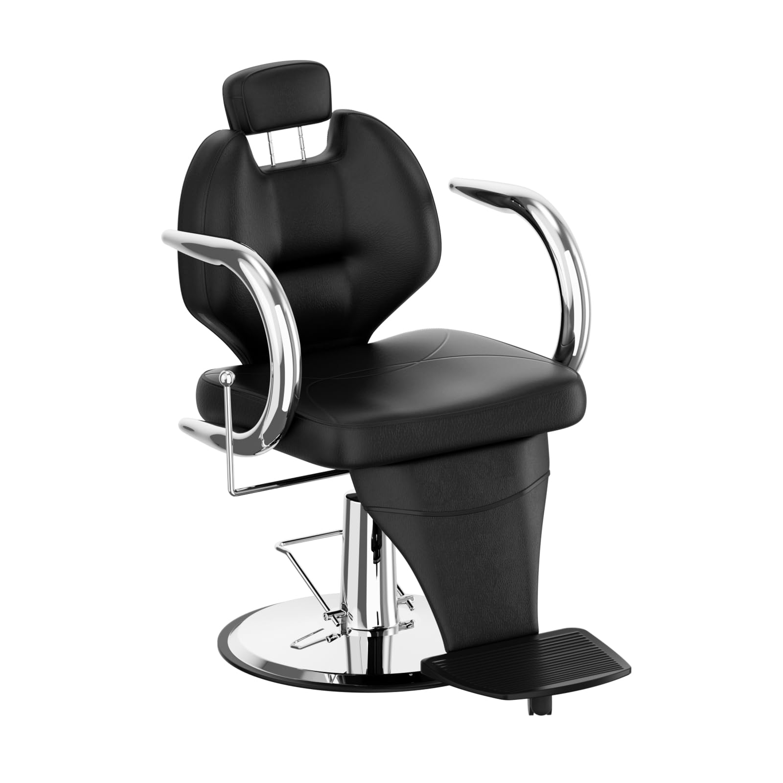Sillón de Peluquería, Silla de Peluquero Hidráulica Reclinable Barber 360° para Peluquerí, Salón de Belleza, 61 x 57 x 91-104 cm (Negro)