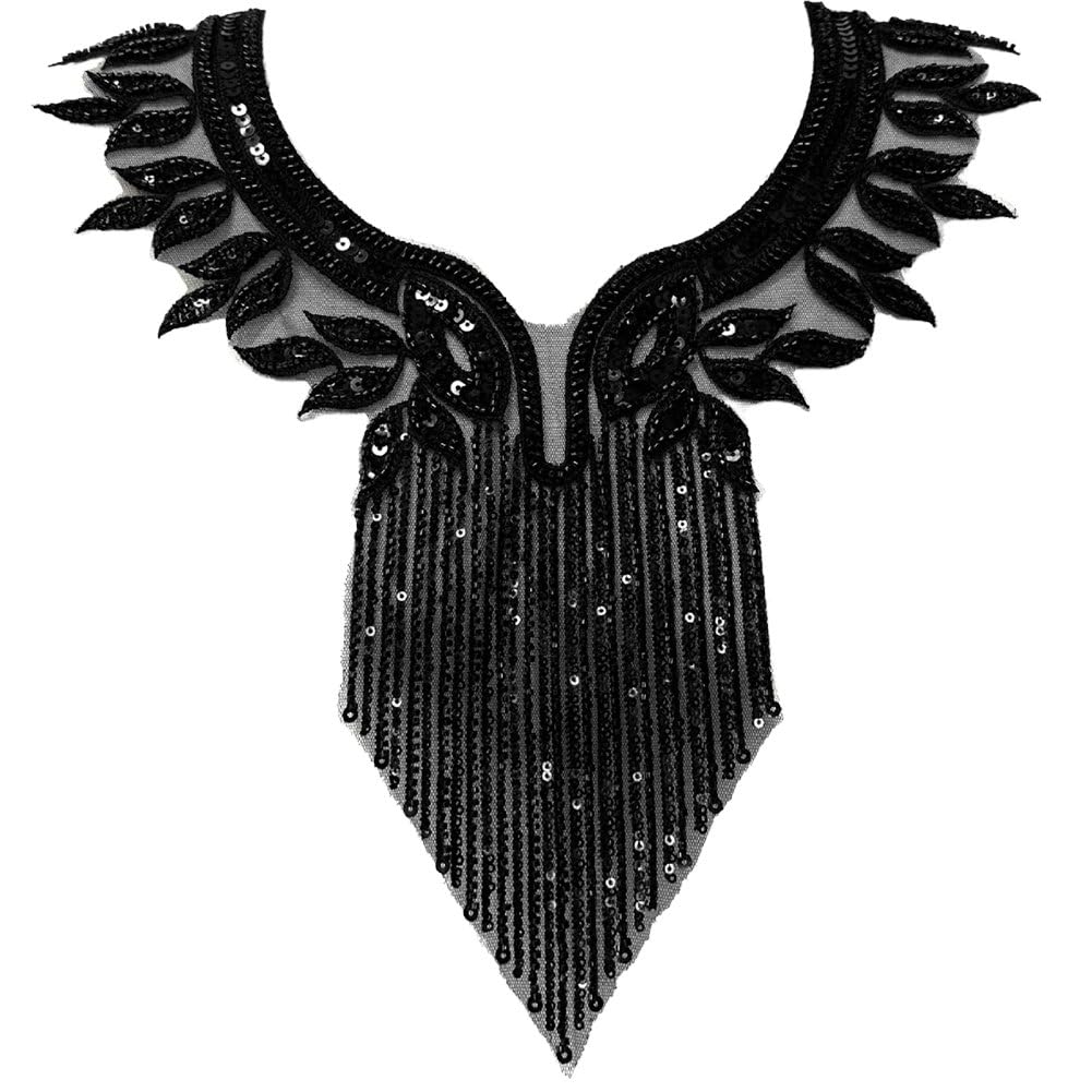 Ppmter Sequin Neckline Collar Embroidered Applique Sewing Patches Diy Wedding Gown Bridal Evening Party Dress Crafts Sewing Accessories