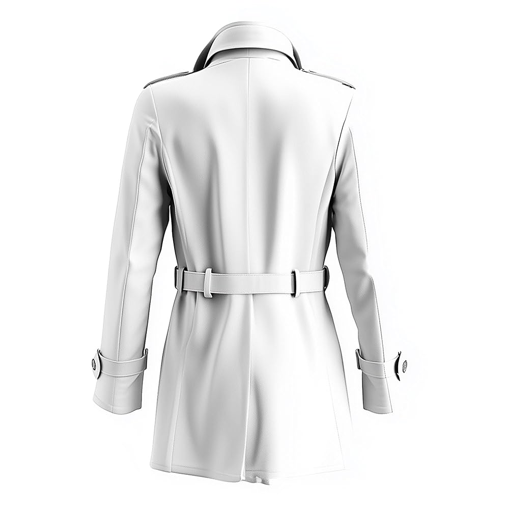 Mens White Double-Breasted Mini Trench Coats Storm Flap
