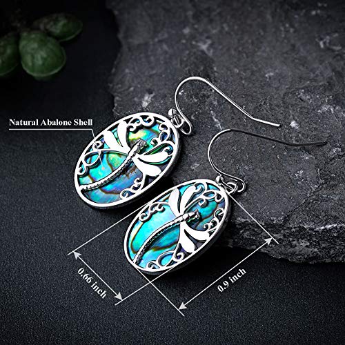 Abalone Drop Dragonfly Earrings Plated With White Gold, Fashionable Natural Shell Dangle Earring For Women And Girl #TOP1