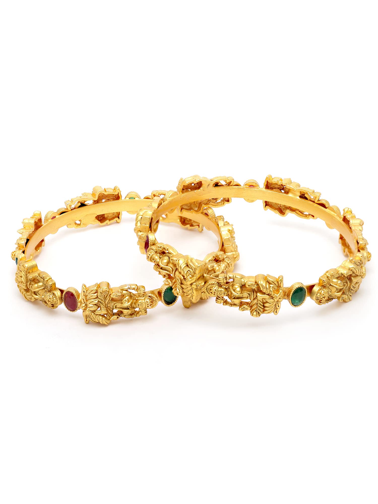 Karatcart Antique Gold Plated Set of 2 Mata Laxmi Rajwadi Temple Bangles for Women (B0B4K5VYST) Amazon Price History, Amazon Price Tracker