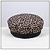 ZSKunity Retro Leopard Print Flat Top Hat - Fall Winter Fashion Leather Belt Decor Cap (Rice Leopard Print,One Size)