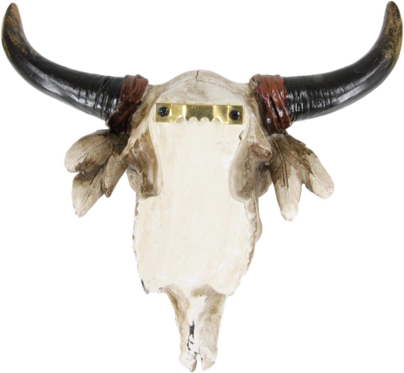 Ebros 7.5"Wide Southwestern Navajo Native American Spirit Sun Dreamcatcher Buffalo Bull Cow Skull With Eagle Feathers Wall Head Decor Hanging Sculpture Plaque Bison Steer Resin Figurine
