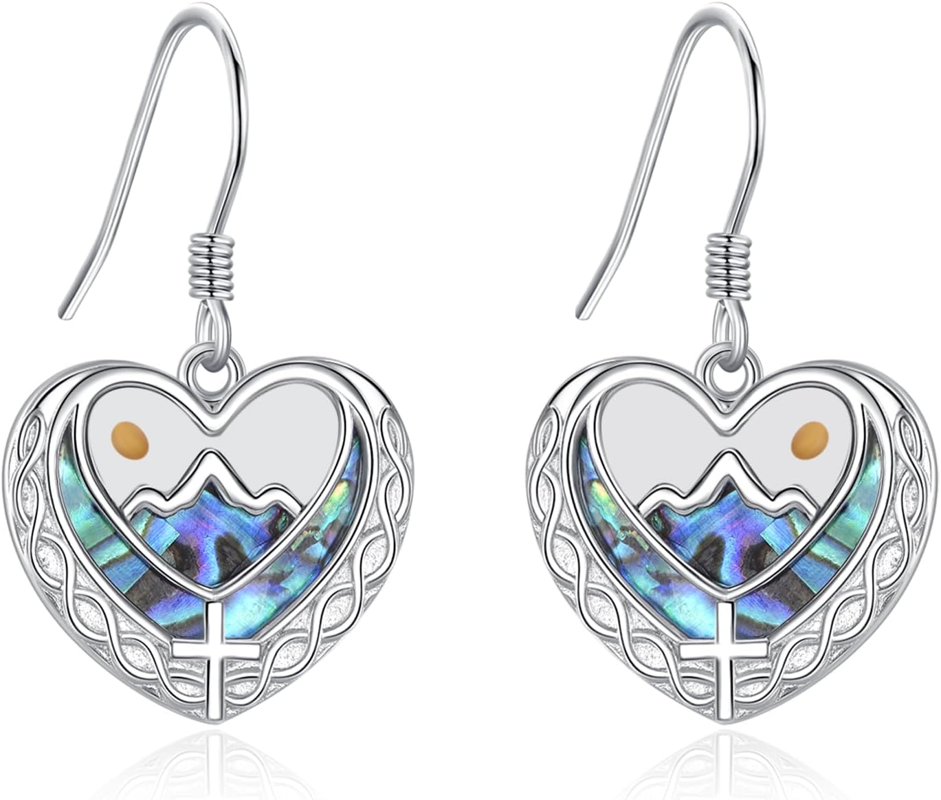 Mustard Seed Dangle Earrings S925 Sterling Silver Faith Mountain/Cross Dangling Earrings Christian Religious Jewelry Gift for Women