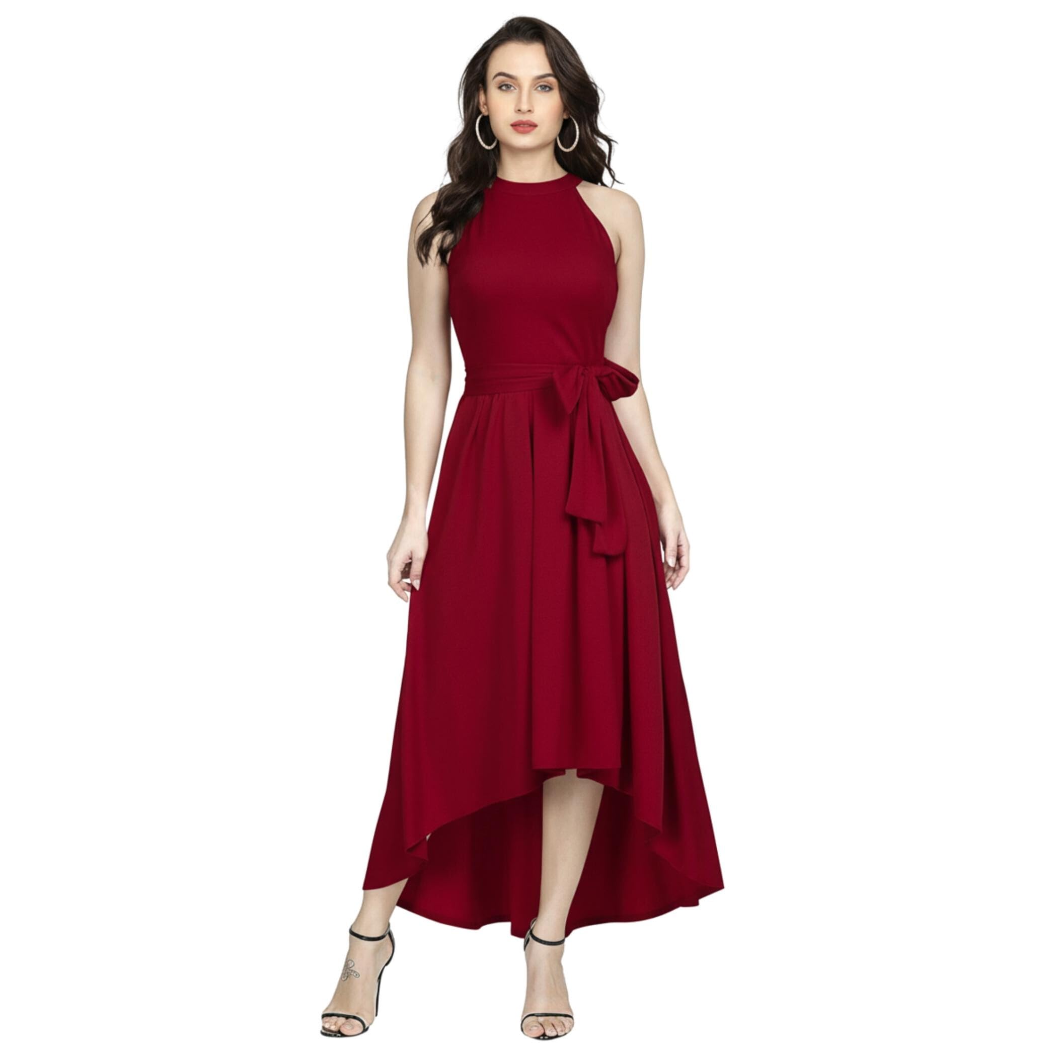 Women's Western High Low Knee Long One Piece Dress