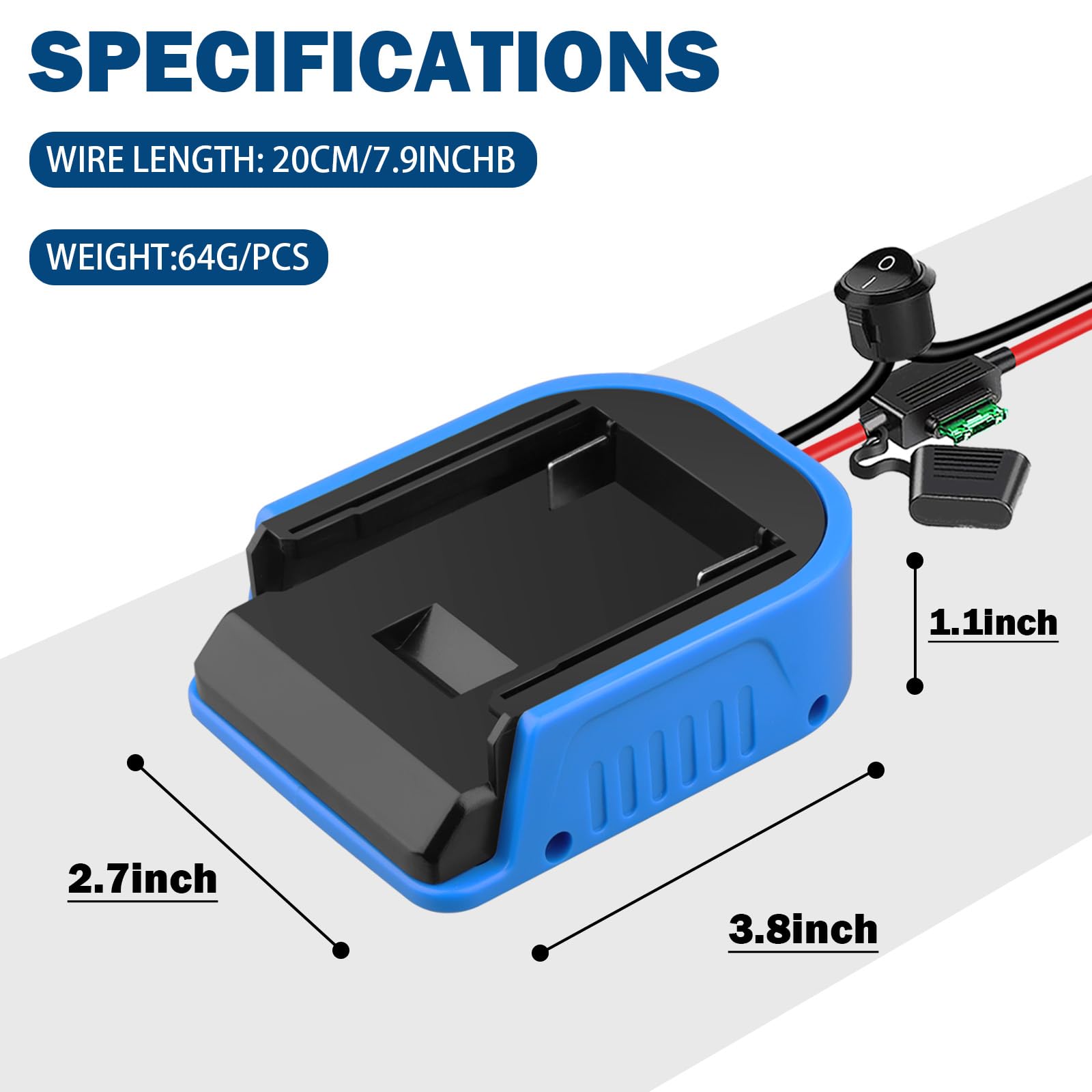2 pièces d'adaptateur Power Wheel pour batterie Bosch 18 V GBA, convertisseur de chargeur DIY pour batterie Bosch Power Station, avec câbles de fils 14 AWG (batterie non incluse)
