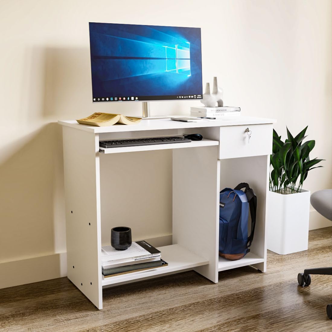 Amazon Solimo Star Engineered Wood Study Table, White - Image 1