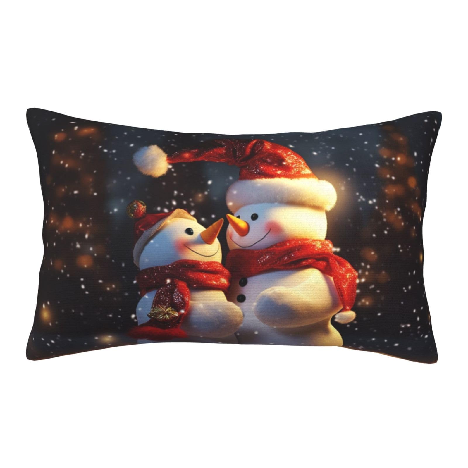 Velvet Pillowcases 20"x30" Ultra Soft Breathable Pillow Cases, Luxury Fuzzy Throw Pillow Covers with Zipper, Christmas Snowmans Pillow Shams All Seasons Decorative Cushion Cases for Couch